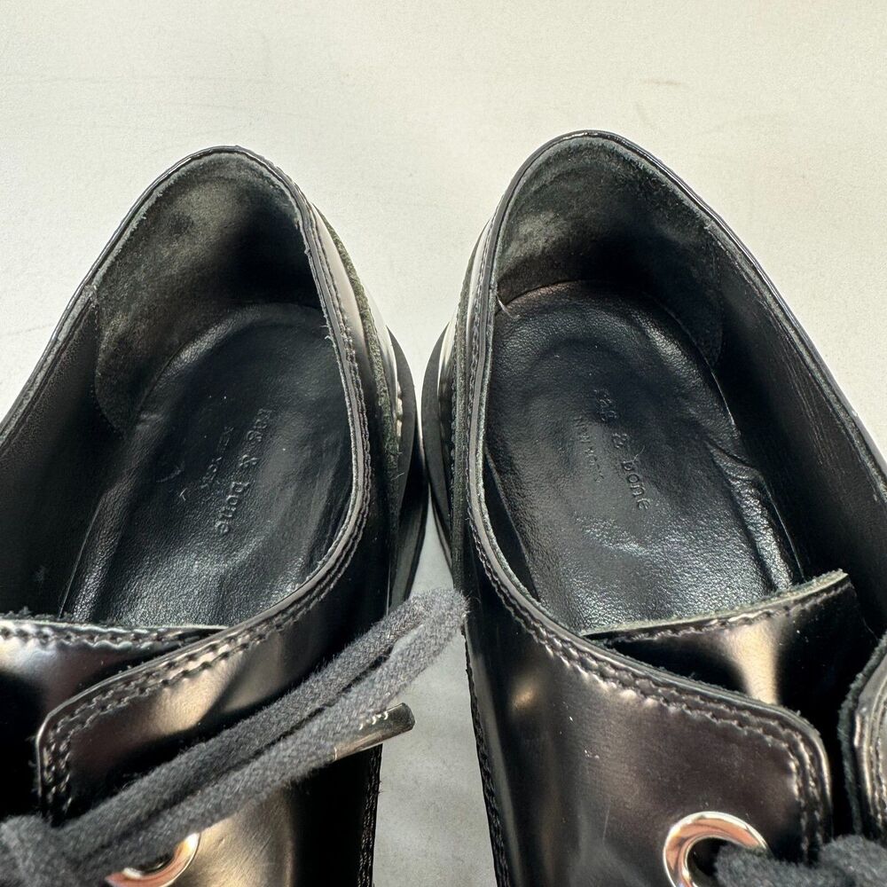 Rag & Bone Kenton Leather Lace-Up Oxford Black white brogues Size EU 38.5 US 8 - Picture 5 of 10